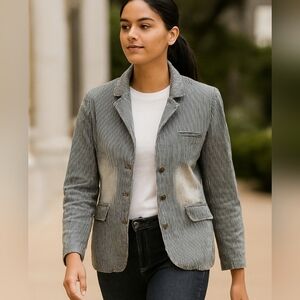 Earl Jean Denim Jacket Railroad stripes  Sz M